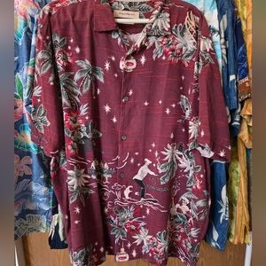 Tommy Bahama silk Christmas aloha shirt